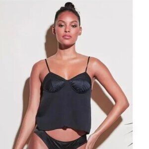 fleur du mal Bebe Bra Cami Black Silk Femme quiet luxury size L